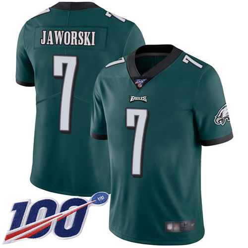 Men Philadelphia Eagles 7 Ron Jaworski Midnight Green Team Color Vapor Untouchable NFL Jersey Limited Player 100th